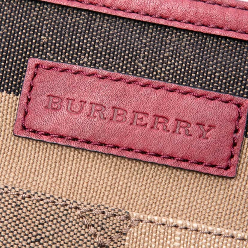 Burberry Medium Mega Check Canvas and Grained Calfskin Ashby Tassel Bucket Bag Brown Very good condition - Box View