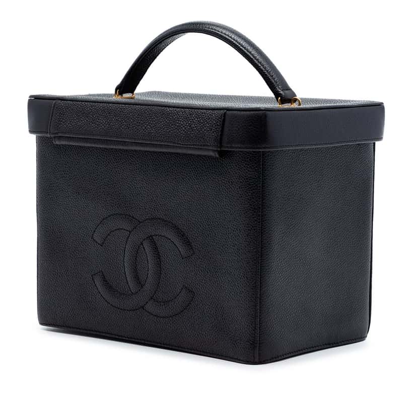 Chanel CC Caviar Turnlock Vanity Bag Black Leather Very good condition - Back View