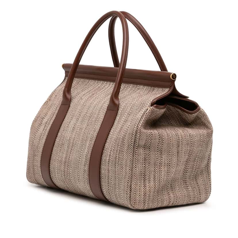 Loro Piana Toile Herringbone and Leather Loom L32 Beige Very good condition - Back View