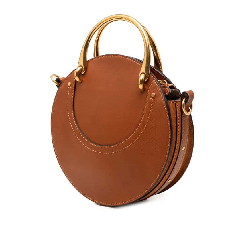 Chloé Small Suede and Raffia Pixie Satchel Brown Leather Very good condition - Back View
