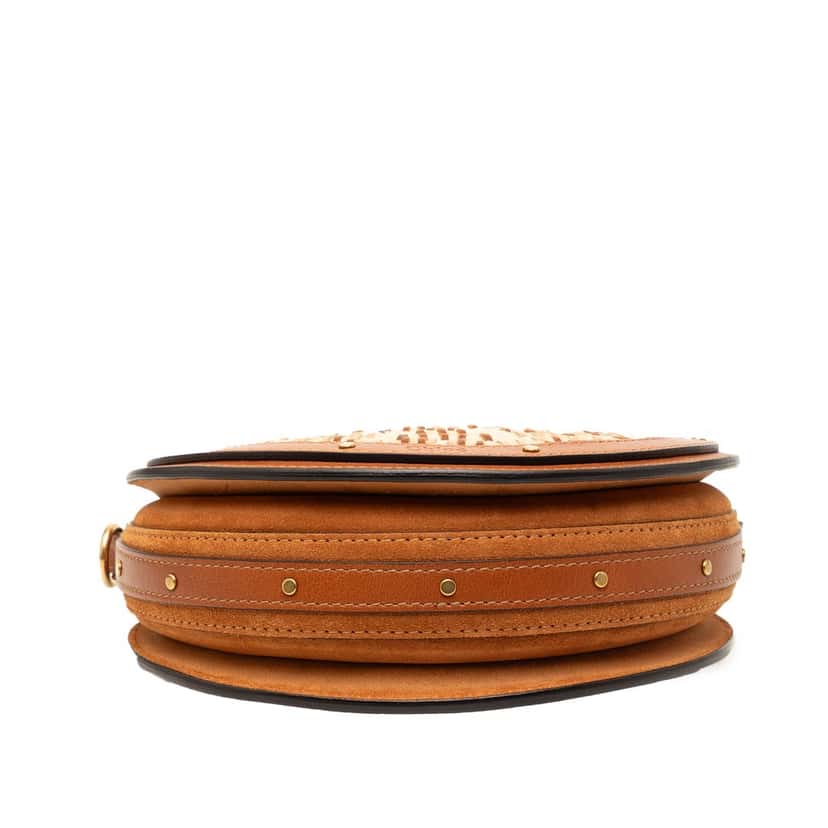 Chloé Small Suede and Raffia Pixie Satchel Brown Leather Very good condition - Inside View