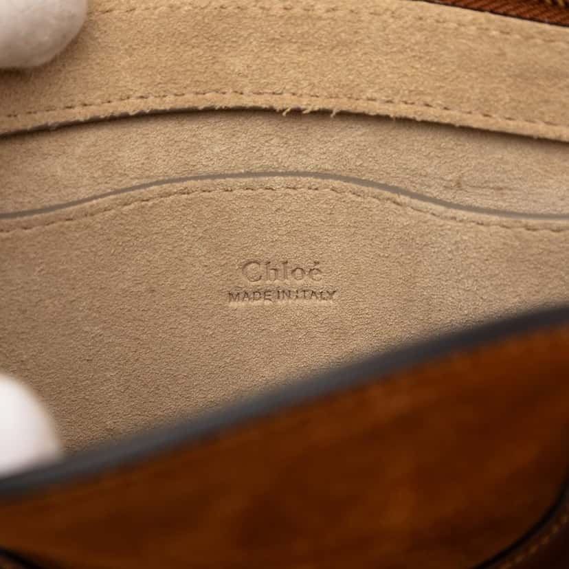 Chloé Small Suede and Raffia Pixie Satchel Brown Leather Very good condition - Box View