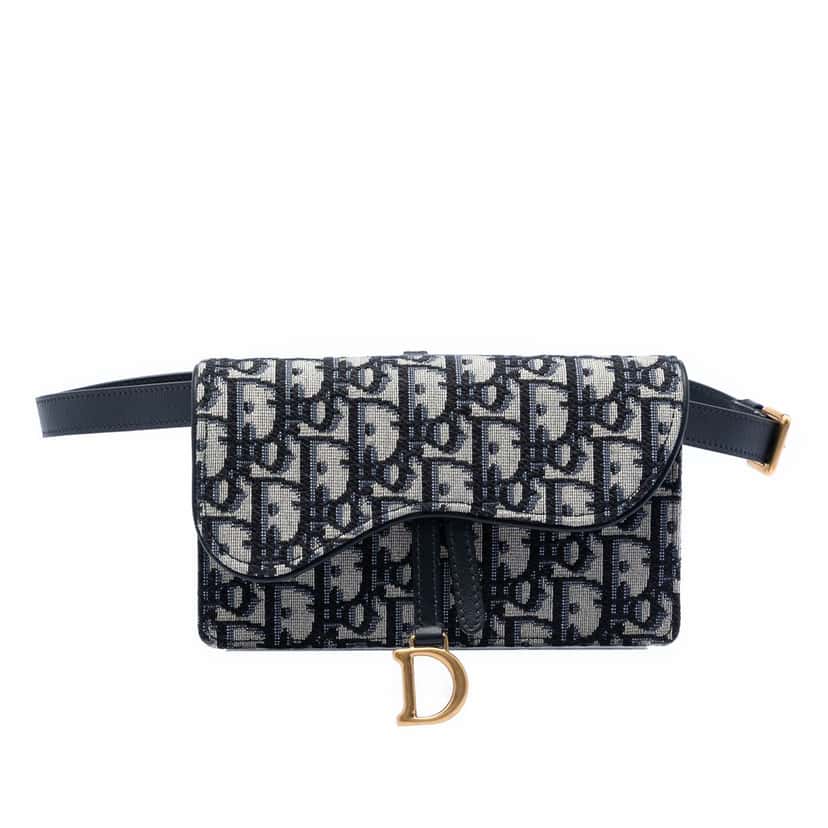 Dior Oblique Canvas Saddle Belt Bag Blue Very good condition - Front View