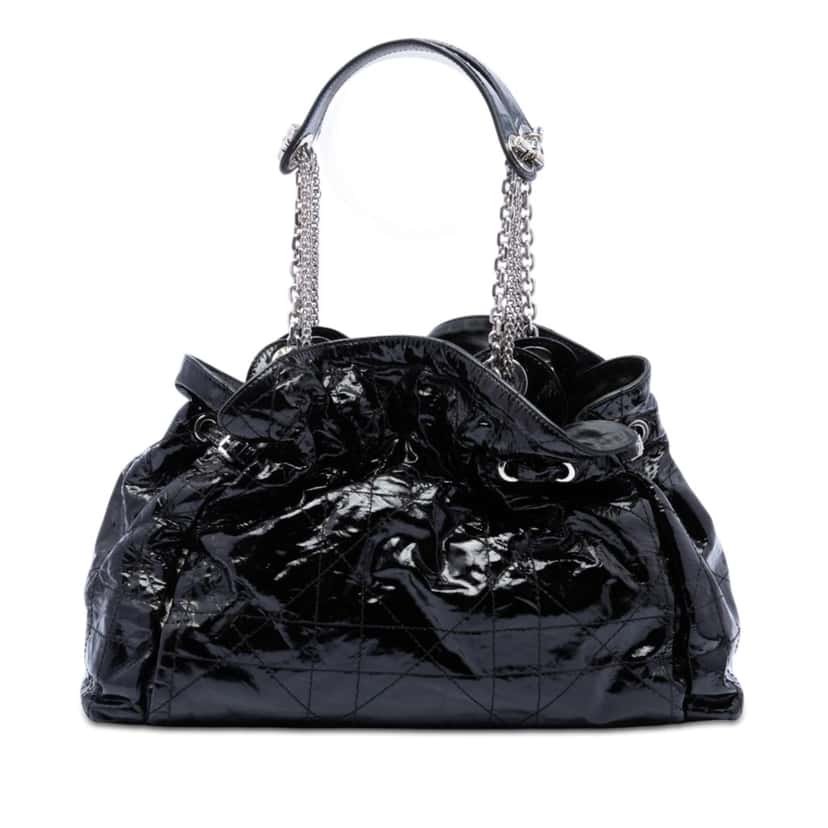 Dior Patent Cannage Le Trente Tote Black Leather Very good condition - Front View