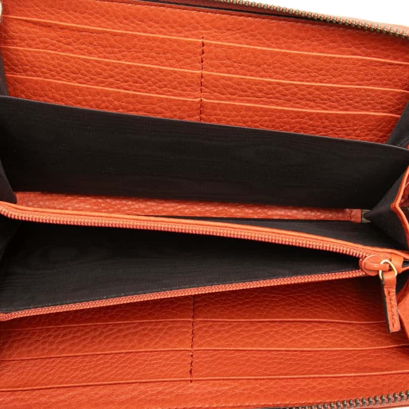 Gucci Leather Bamboo Zip Around Wallet Orange Leather Very good condition - Model View