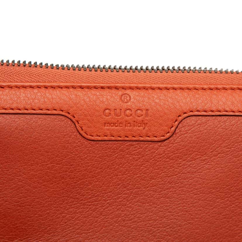 Gucci Leather Bamboo Zip Around Wallet Orange Leather Very good condition - Box View