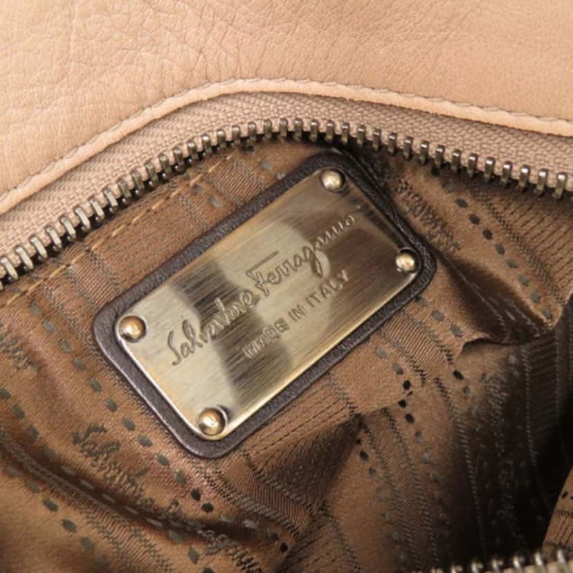 Salvatore Ferragamo Leather Gancini Tote Beige Leather Very good condition - Box View