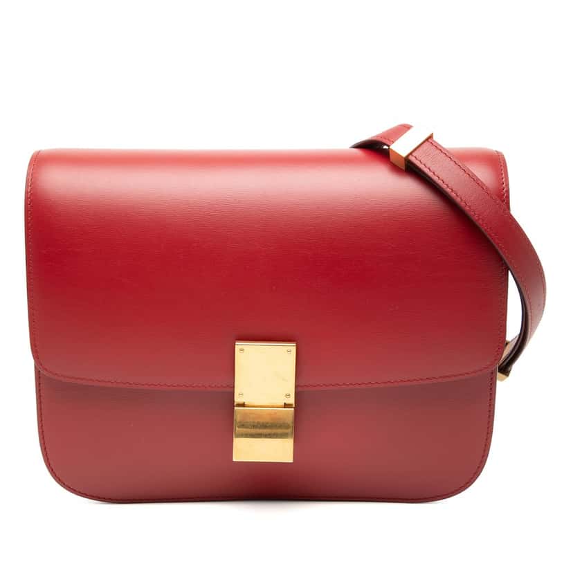 Celine Medium Calfskin Classic Box Red Leather Very good condition - Front View