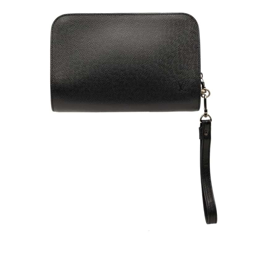 Louis Vuitton Taiga Pochette Baikal Black Leather Very good condition - Front View