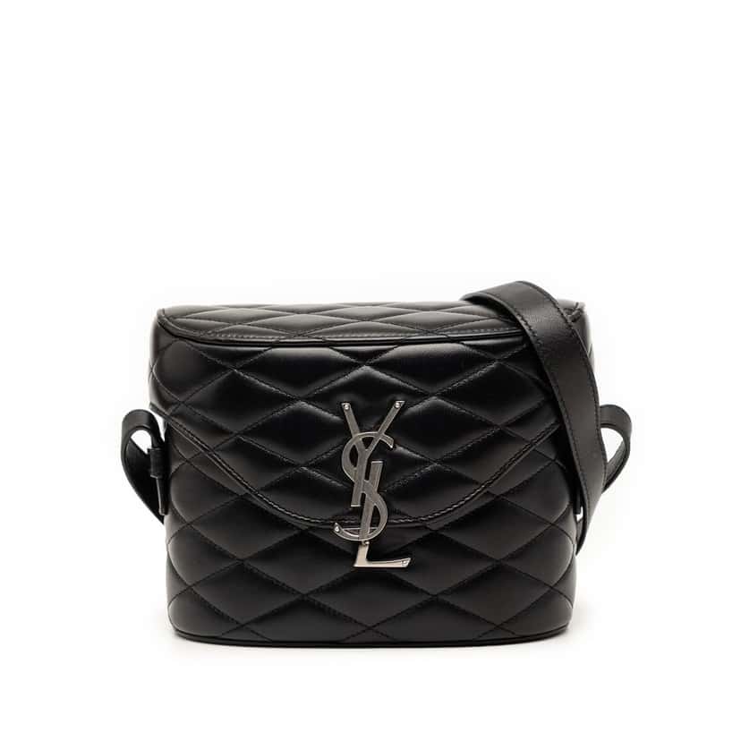 Saint Laurent Quilted Lambskin Monogram June Box Bag Black Leather Very good condition - Front View