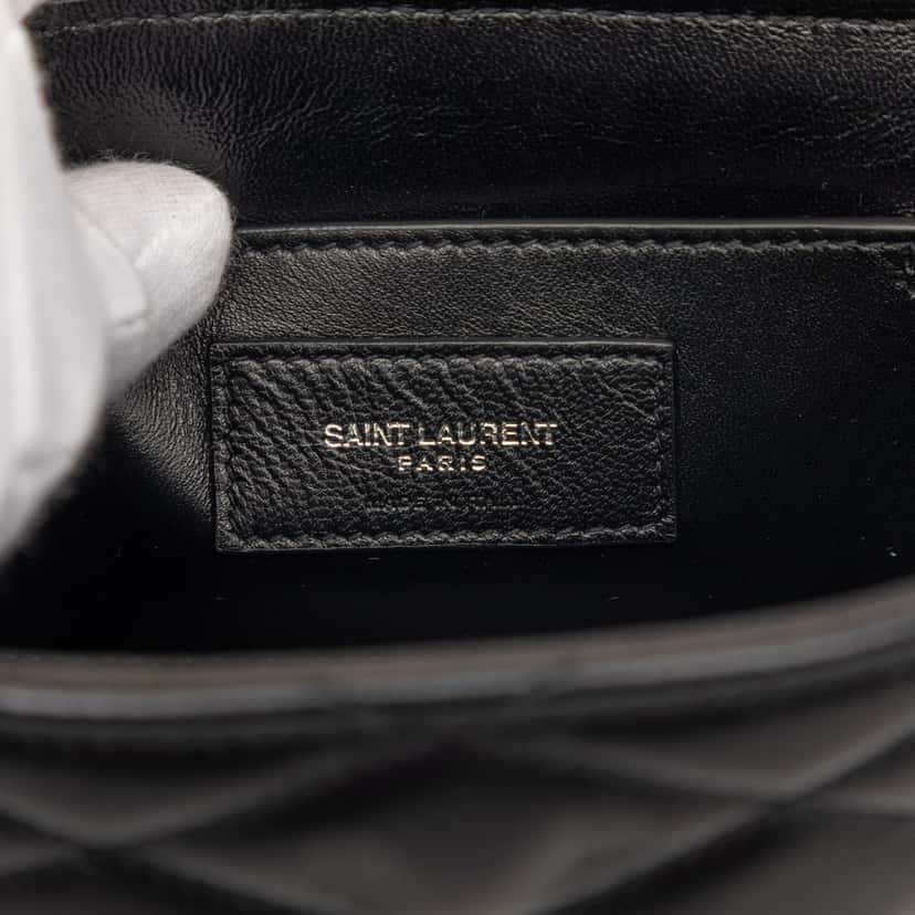 Saint Laurent Quilted Lambskin Monogram June Box Bag Black Leather Very good condition - Box View