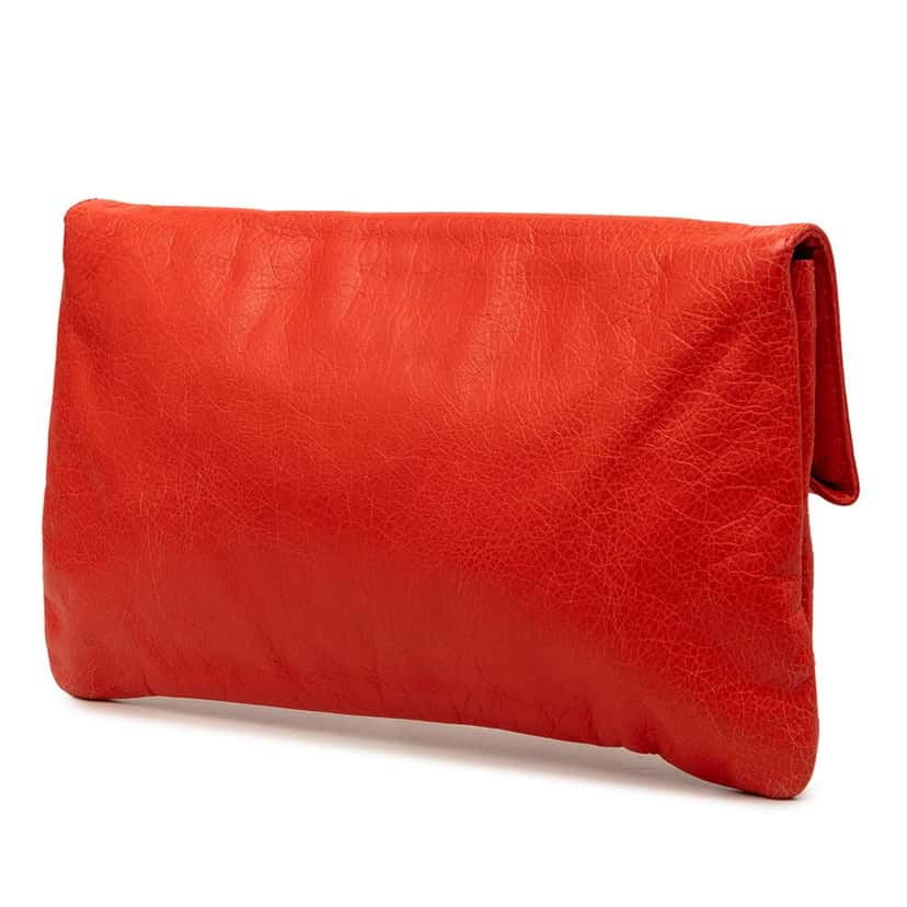 Balenciaga Lambskin Motocross Giant 12 Envelope Clutch Orange Leather Very good condition - Back View