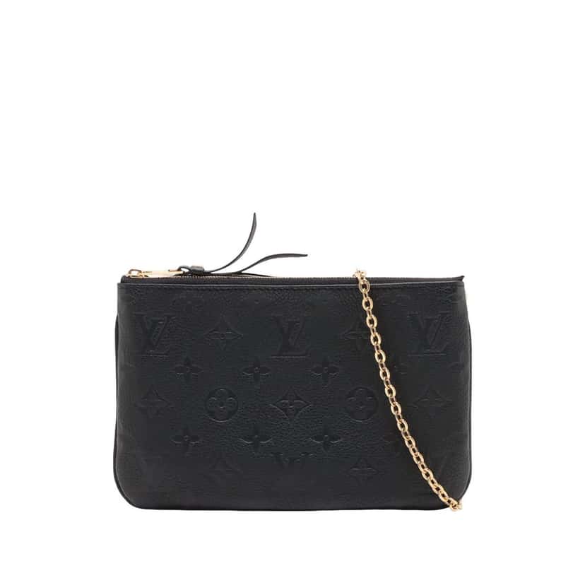 Louis Vuitton Monogram Empreinte Double Zip Pochette Black Leather Very good condition - Front View