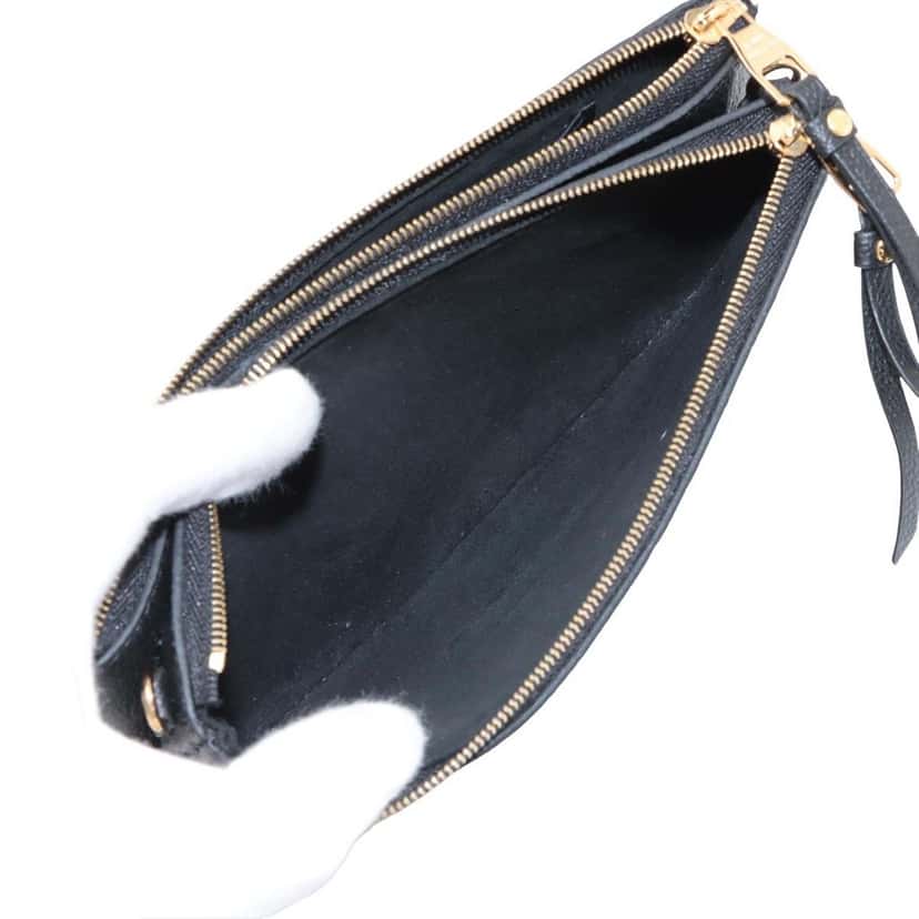 Louis Vuitton Monogram Empreinte Double Zip Pochette Black Leather Very good condition - Box View
