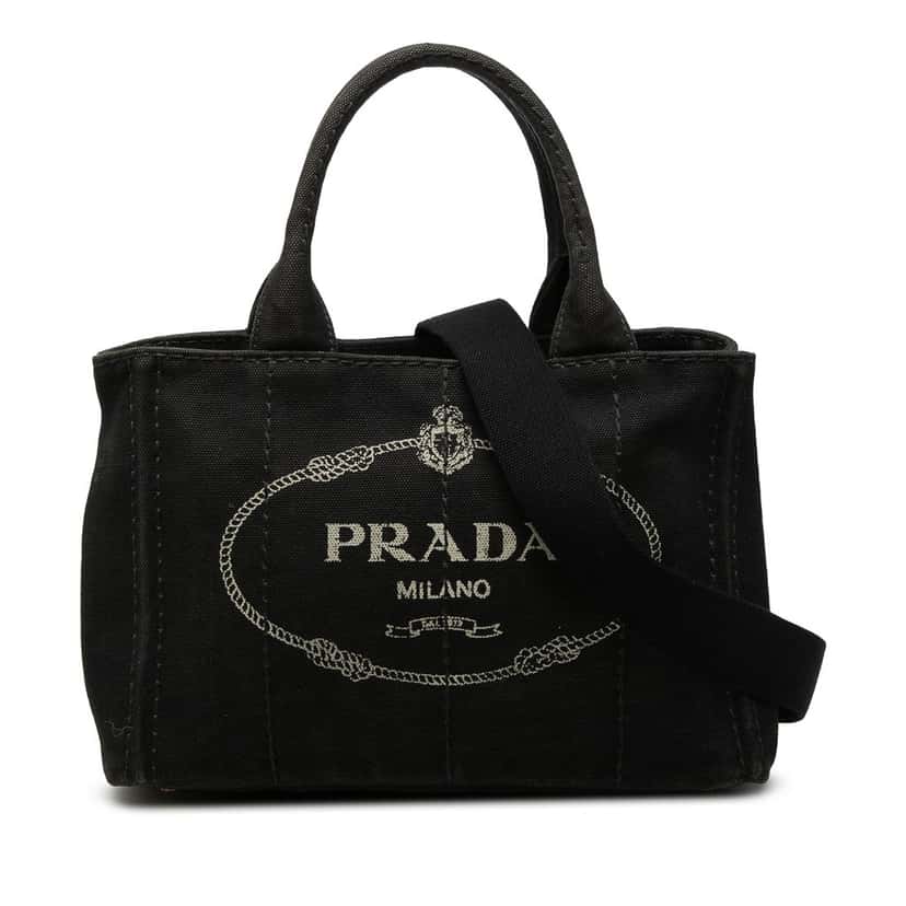 Prada Small Canvas Canapa Logo Satchel Black Very good condition - Front View