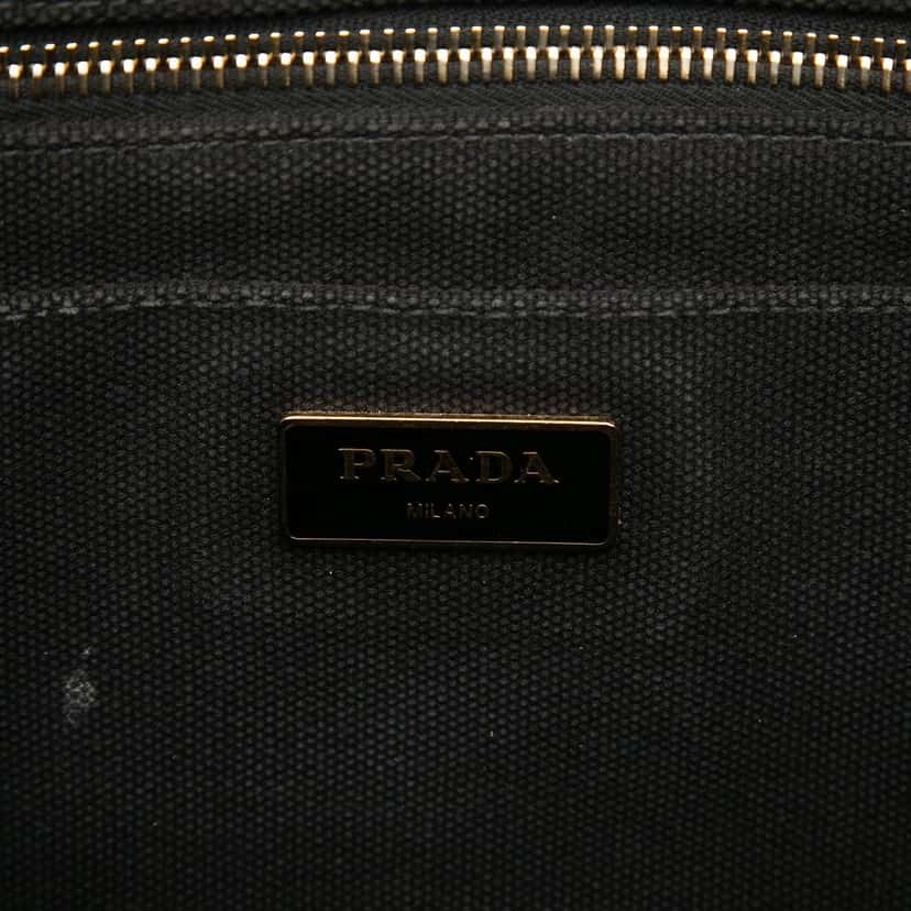 Prada Small Canvas Canapa Logo Satchel Black Very good condition - Box View