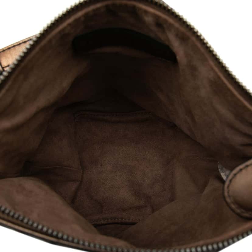 Bottega Veneta Metallic Nappa Intrecciato Belted Loop Handbag Brown Leather Very good condition - Model View
