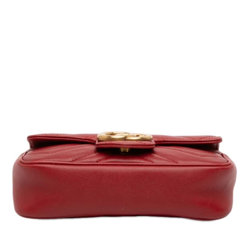 Gucci Mini GG Marmont Matelasse Leather Flap Crossbody Red Leather Very good condition - Inside View