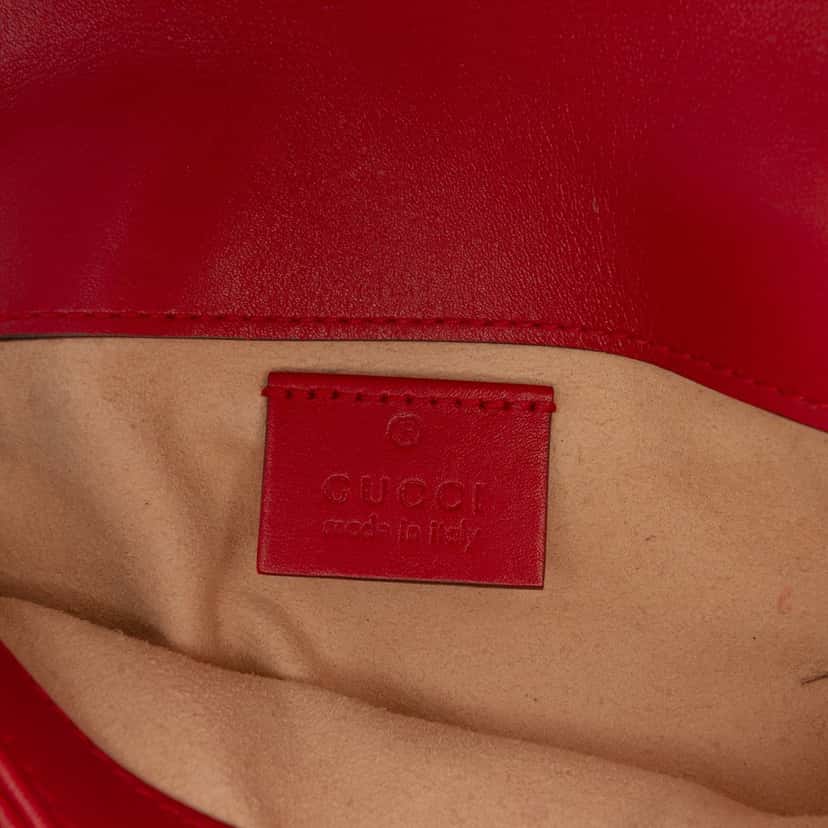 Gucci Mini GG Marmont Matelasse Leather Flap Crossbody Red Leather Very good condition - Box View