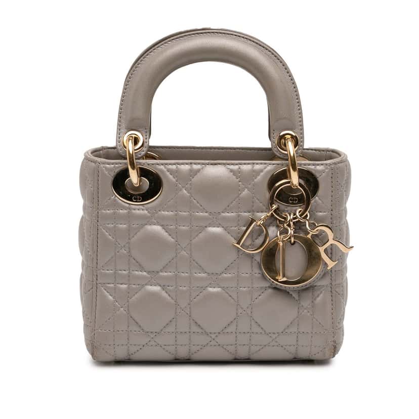Dior Mini Lambskin Cannage Lady Dior Other Leather Very good condition - Front View