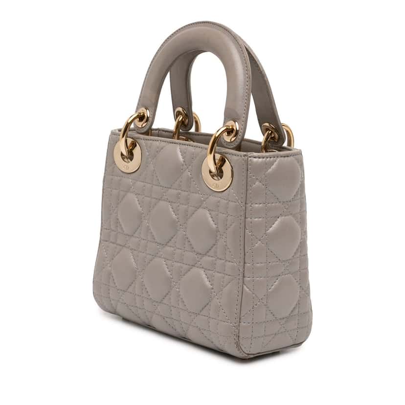 Dior Mini Lambskin Cannage Lady Dior Other Leather Very good condition - Back View