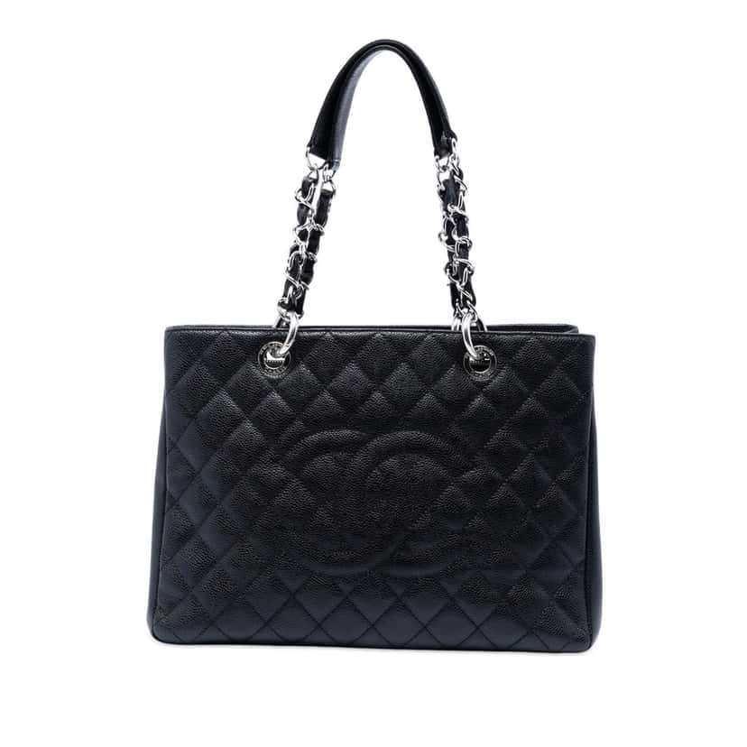 Chanel Caviar Grand Shopping Tote Black Leather Very good condition - Front View
