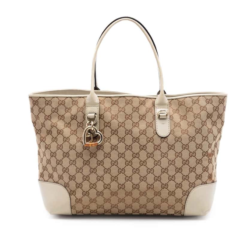 Gucci GG Canvas Heart Bit Tote Beige Very good condition - Front View