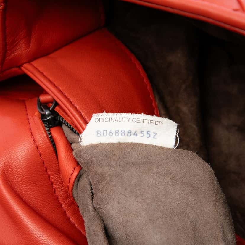 Bottega Veneta Small Nappa Intrecciato Olimpia Shoulder Bag Red Leather Very good condition - Box View