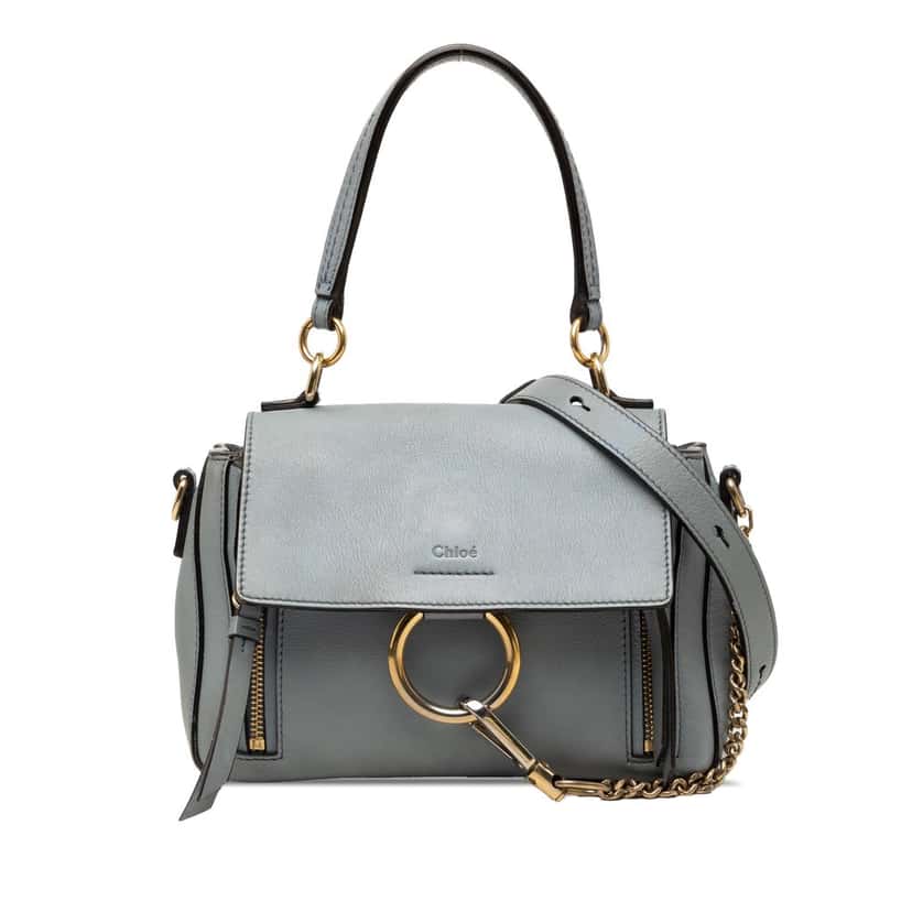 Chloé Mini Leather Faye Day Satchel Blue Leather Very good condition - Front View