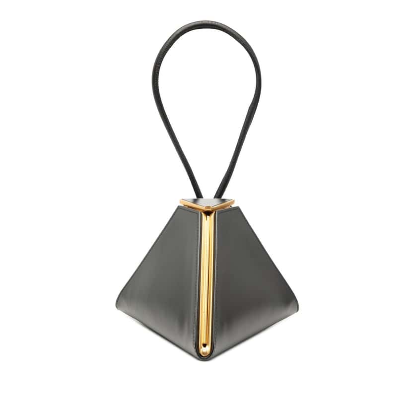 Bottega Veneta Calfskin Pyramid Handbag Black Leather Very good condition - Front View