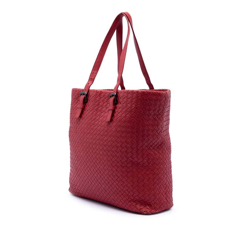 Bottega Veneta Nappa Intrecciato Tote Red Leather Very good condition - Back View
