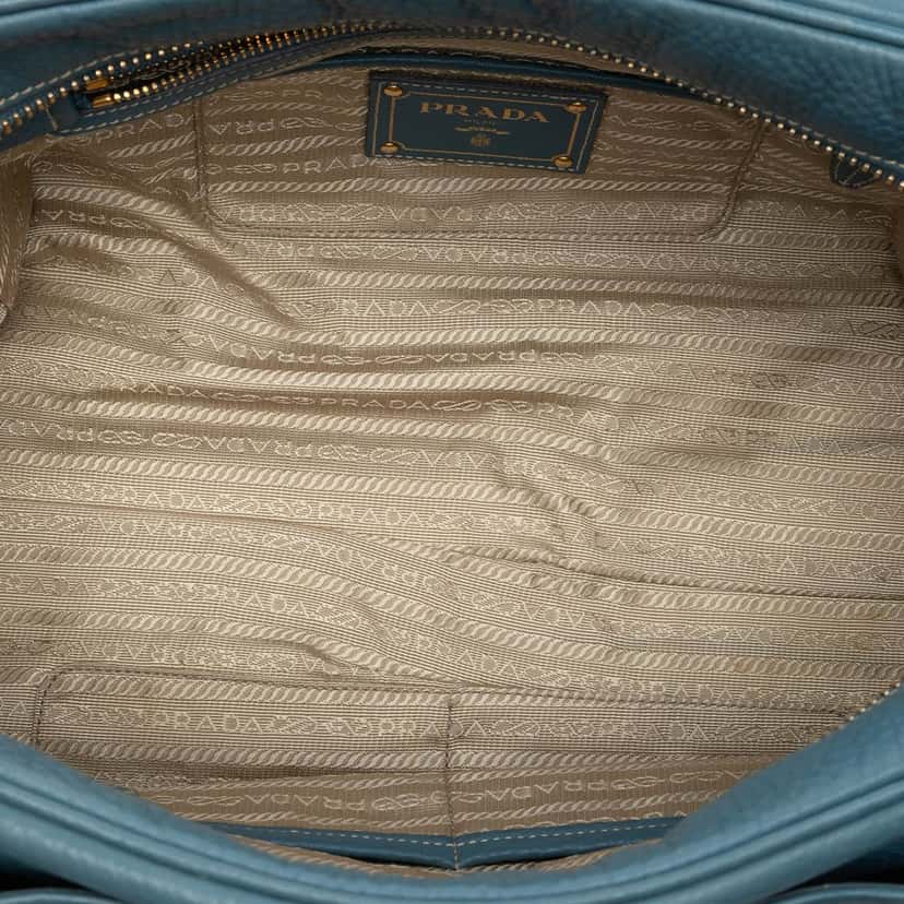 Prada Vitello Daino Bauletto Bag Blue Leather Very good condition - Model View