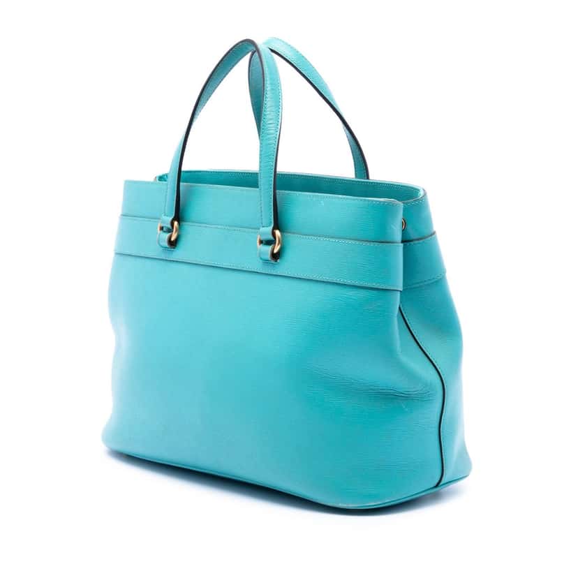 Gucci Leather Bright Bit Satchel Blue Leather Very good condition - Back View