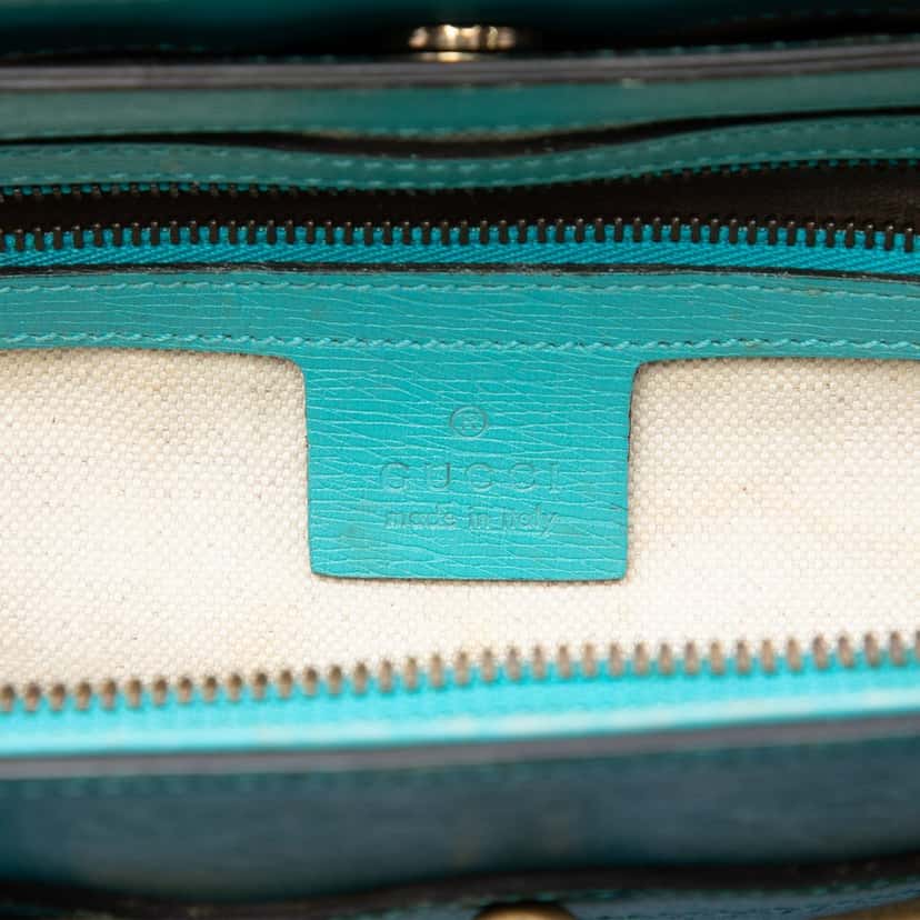 Gucci Leather Bright Bit Satchel Blue Leather Very good condition - Box View