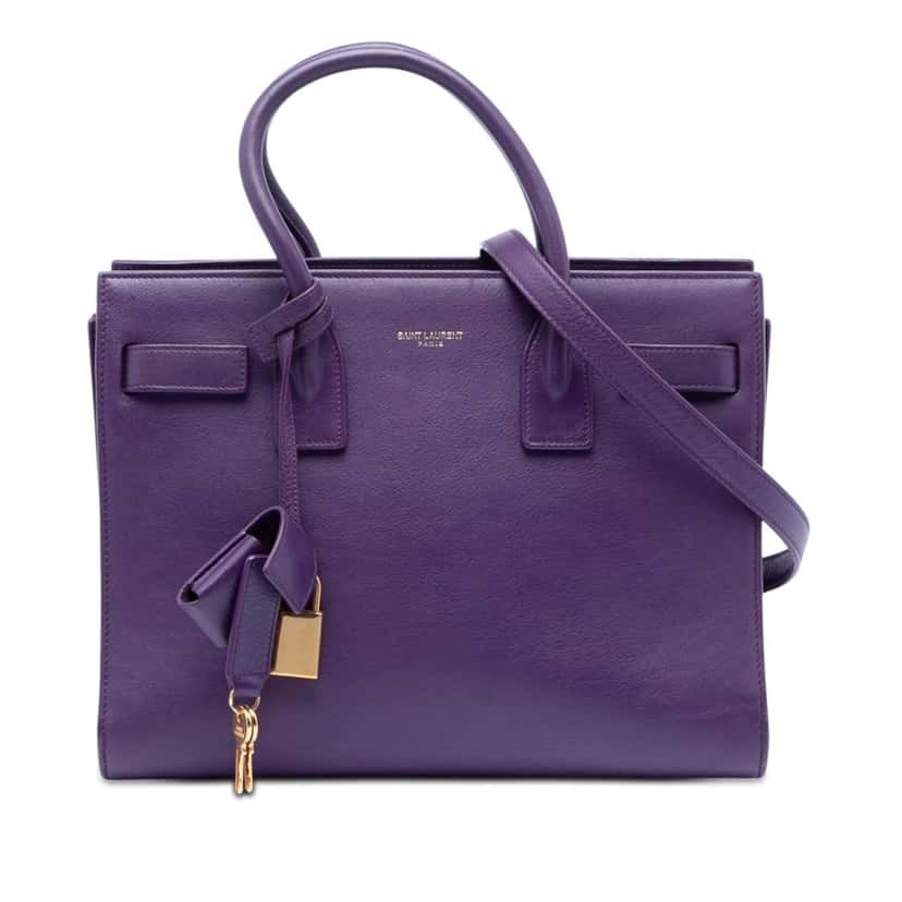 Saint Laurent Baby Leather Sac De Jour Satchel Purple Leather Very good condition - Front View