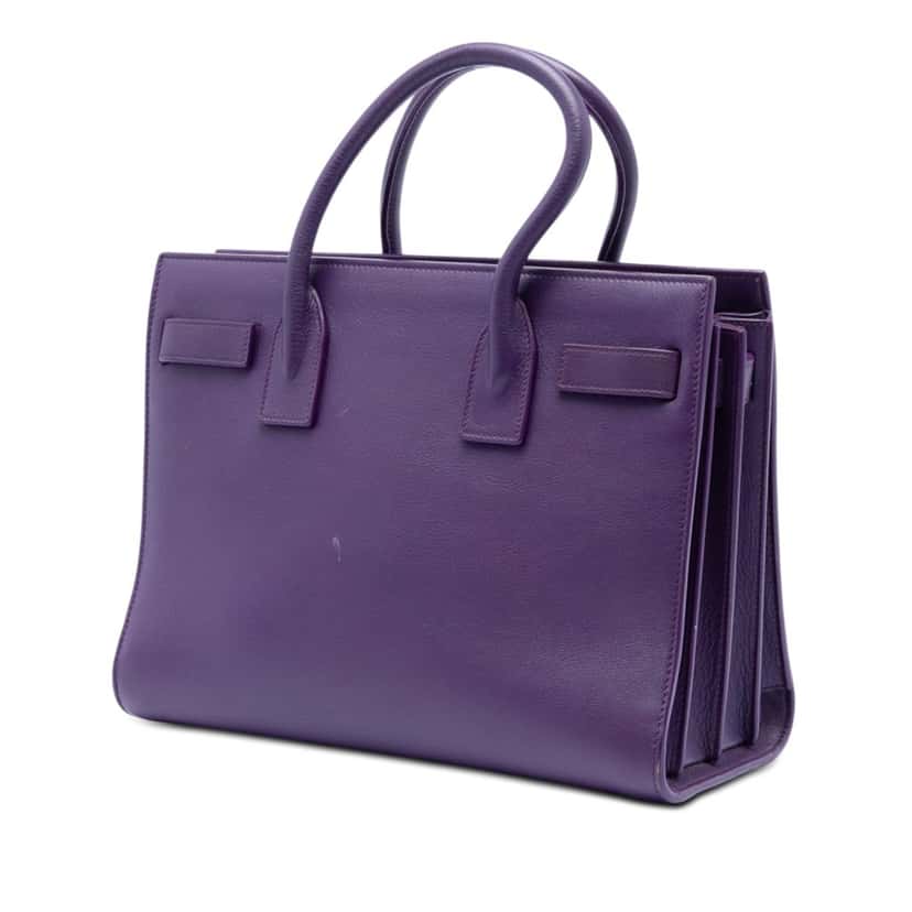 Saint Laurent Baby Leather Sac De Jour Satchel Purple Leather Very good condition - Back View
