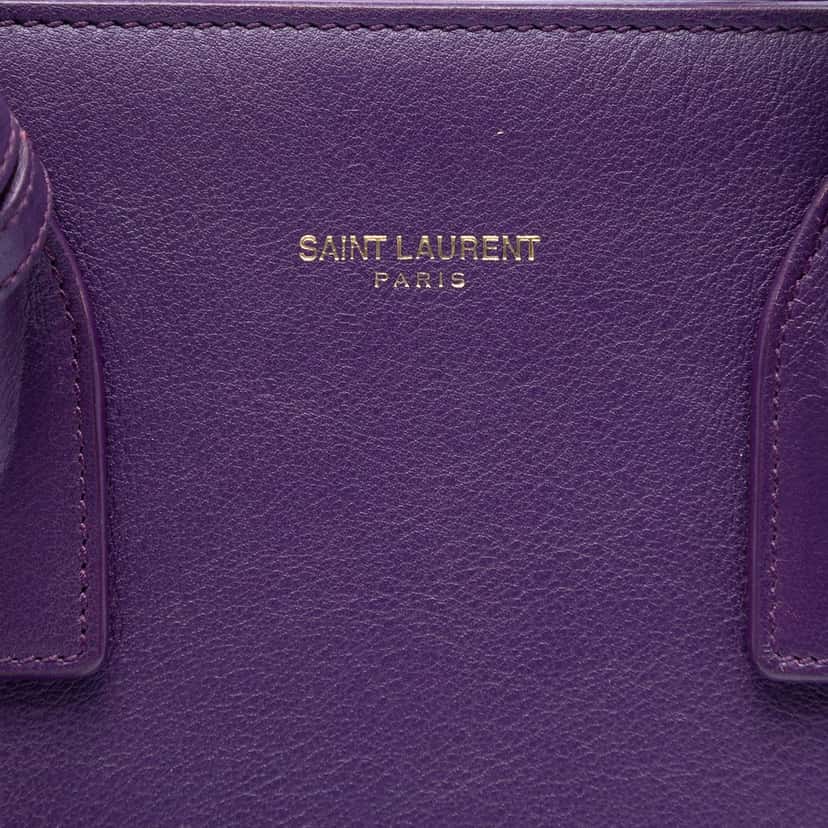 Saint Laurent Baby Leather Sac De Jour Satchel Purple Leather Very good condition - Box View