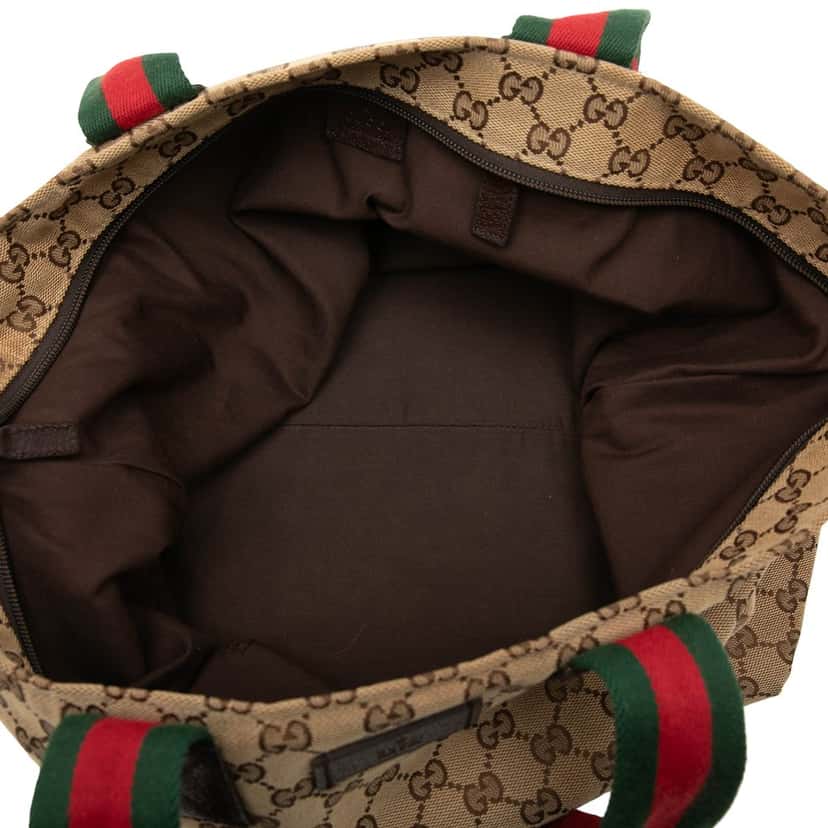 Gucci GG Canvas Web Tote Beige Very good condition - Model View