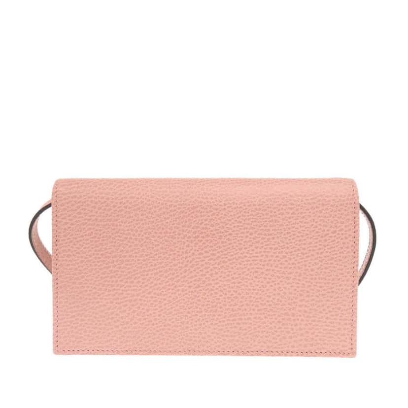 Gucci Dollar Calfskin Swing Wallet On Strap Pink Leather Very good condition - Back View