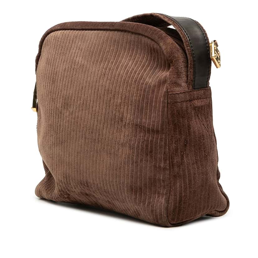 Loewe Corduroy Anagram Shoulder Bag Brown Very good condition - Back View
