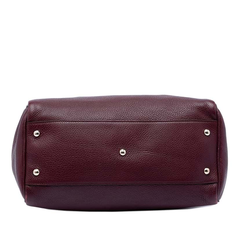 Gucci Medium Calfskin Bamboo Shopper Boston Bag Red Leather Very good condition - Inside View