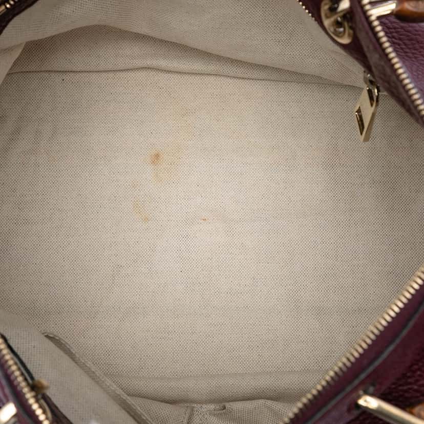 Gucci Medium Calfskin Bamboo Shopper Boston Bag Red Leather Very good condition - Model View