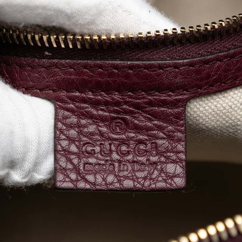 Gucci Medium Calfskin Bamboo Shopper Boston Bag Red Leather Very good condition - Box View