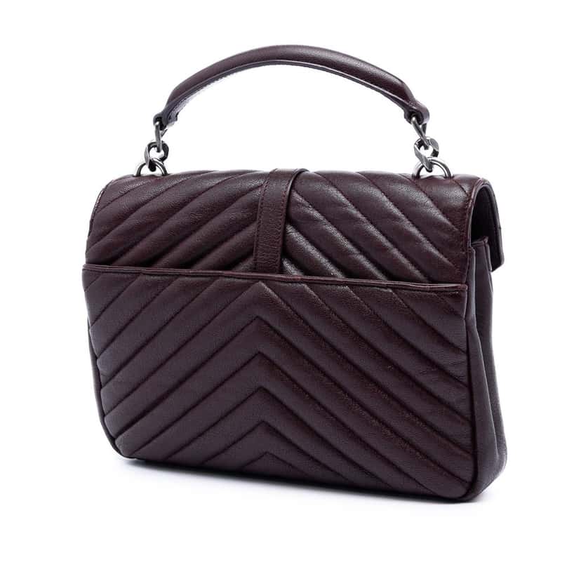 Saint Laurent Medium Chevron Sheepskin Monogram College Satchel Red Leather Very good condition - Back View