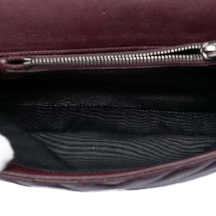 Saint Laurent Medium Chevron Sheepskin Monogram College Satchel Red Leather Very good condition - Model View