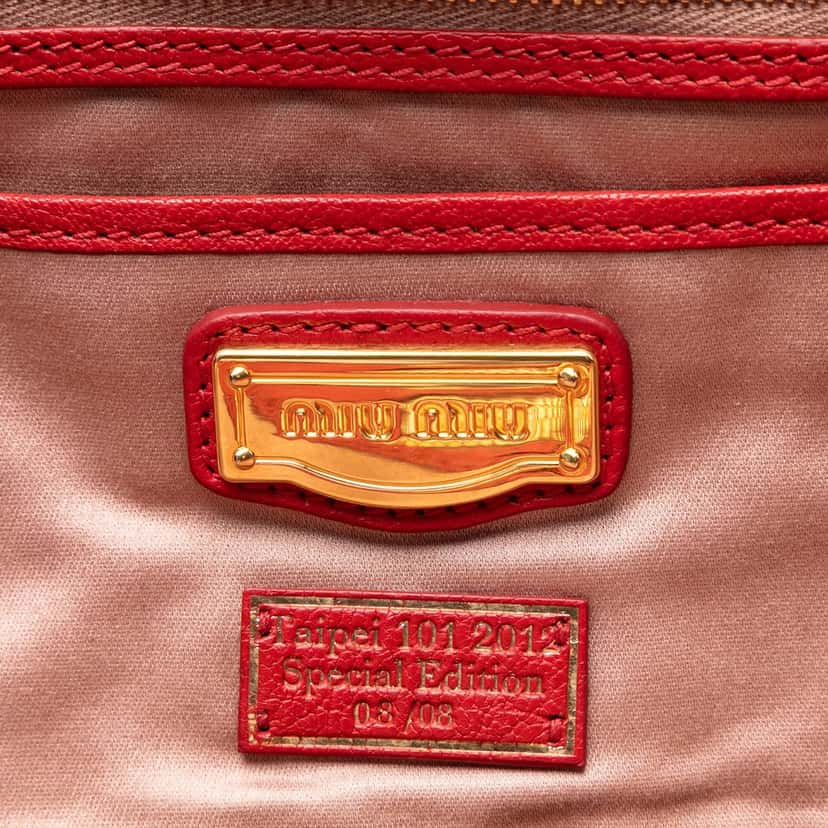 Miu Miu Nappa Turn Lock Frame Top Handle Bag Red Leather Very good condition - Box View