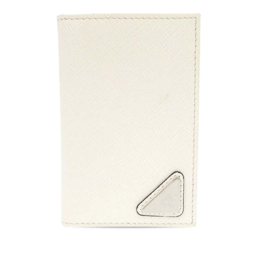 Prada Saffiano Card Holder White Leather Very good condition - Front View