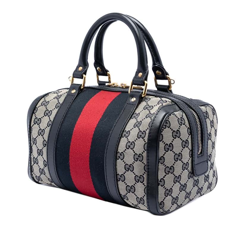 Gucci Small GG Canvas Web Joy Boston Bag Beige Very good condition - Back View