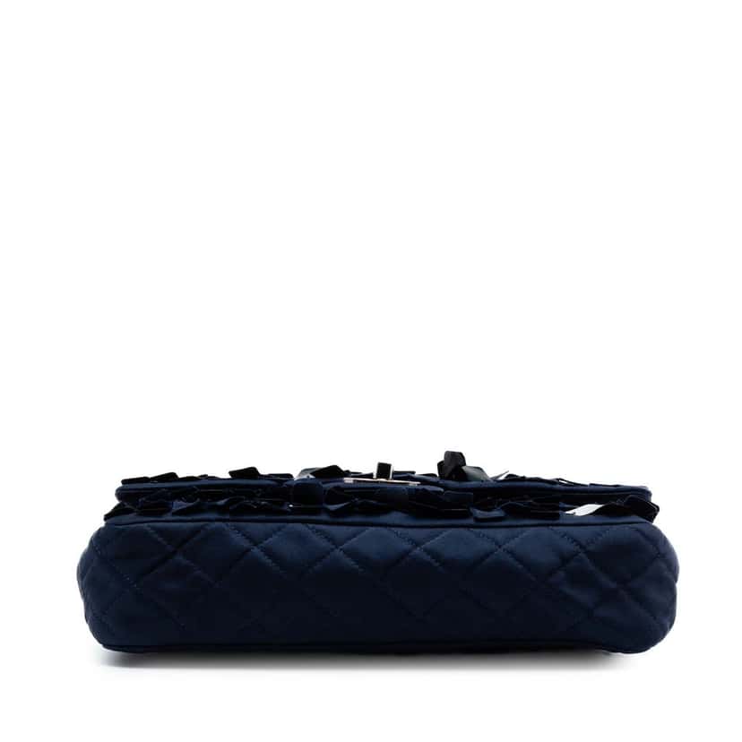 Chanel Medium Classic Satin Paillette Embellished Double Flap Blue Very good condition - Inside View