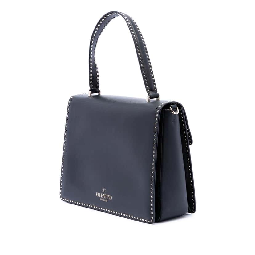 Valentino Leather Rockstud Top Handle Bag Black Leather Very good condition - Back View